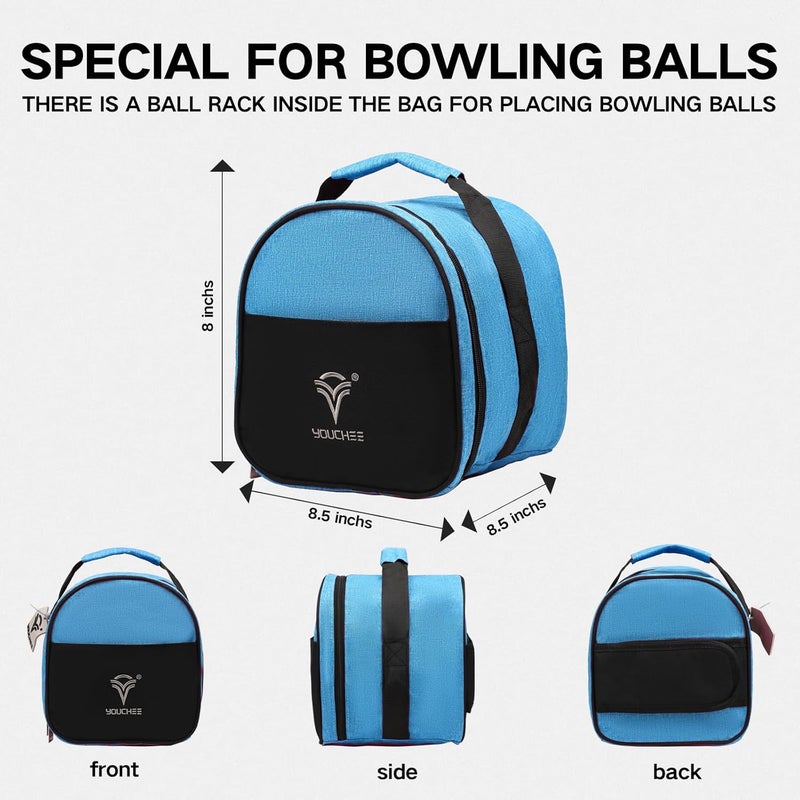 Yoochee Compact Single Bowling Ball Tote Bag for Spare Ball, Lightweight One-Ball Bowling Bag with Built-In Ball Holder, Easy Carry Handle, Durable for Practice & League Play - Image 2